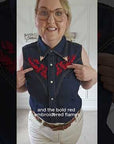 Wrangler x Lainey Wilson Embroidered Sleeveless Denim Western Shirt