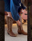 Liberty Black Aretha Tan Wide Calf Cowboy Boots
