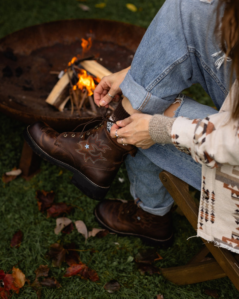 leather and western hiking boot