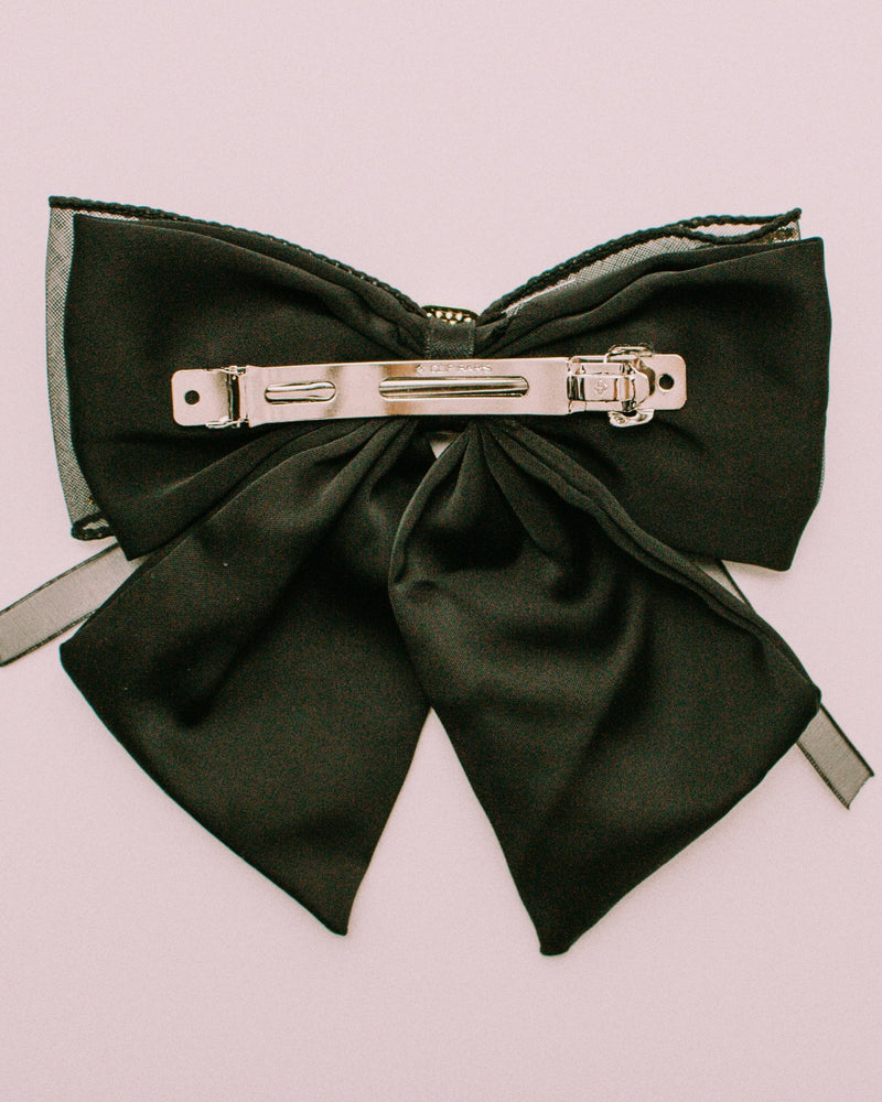 Rhinestone Hair Bow in Black