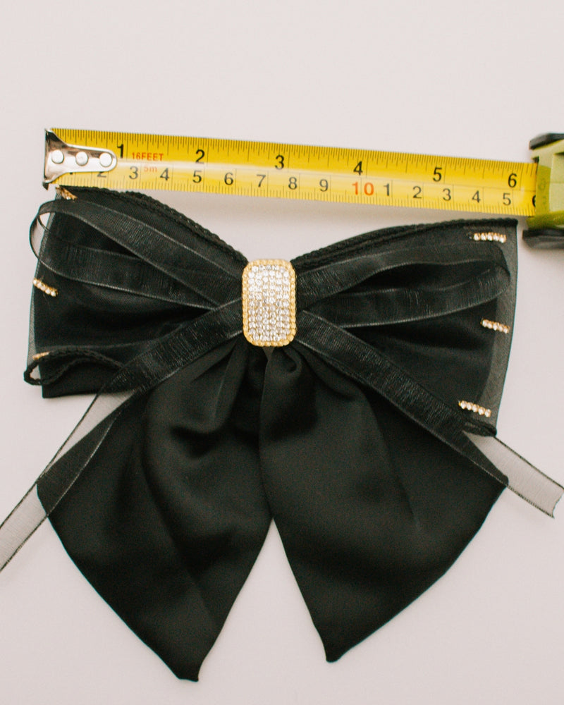 Rhinestone Hair Bow in Black