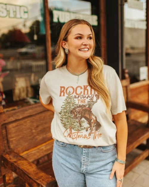 Rockin around the christmas tree graphic t-shirt