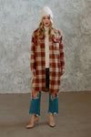 Rust, Cream & Brown Plaid Long Flannel Shacket