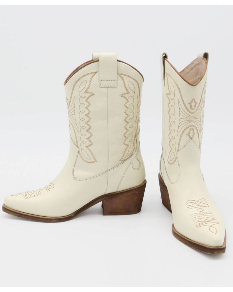 Low Calf White Cowboy Boots