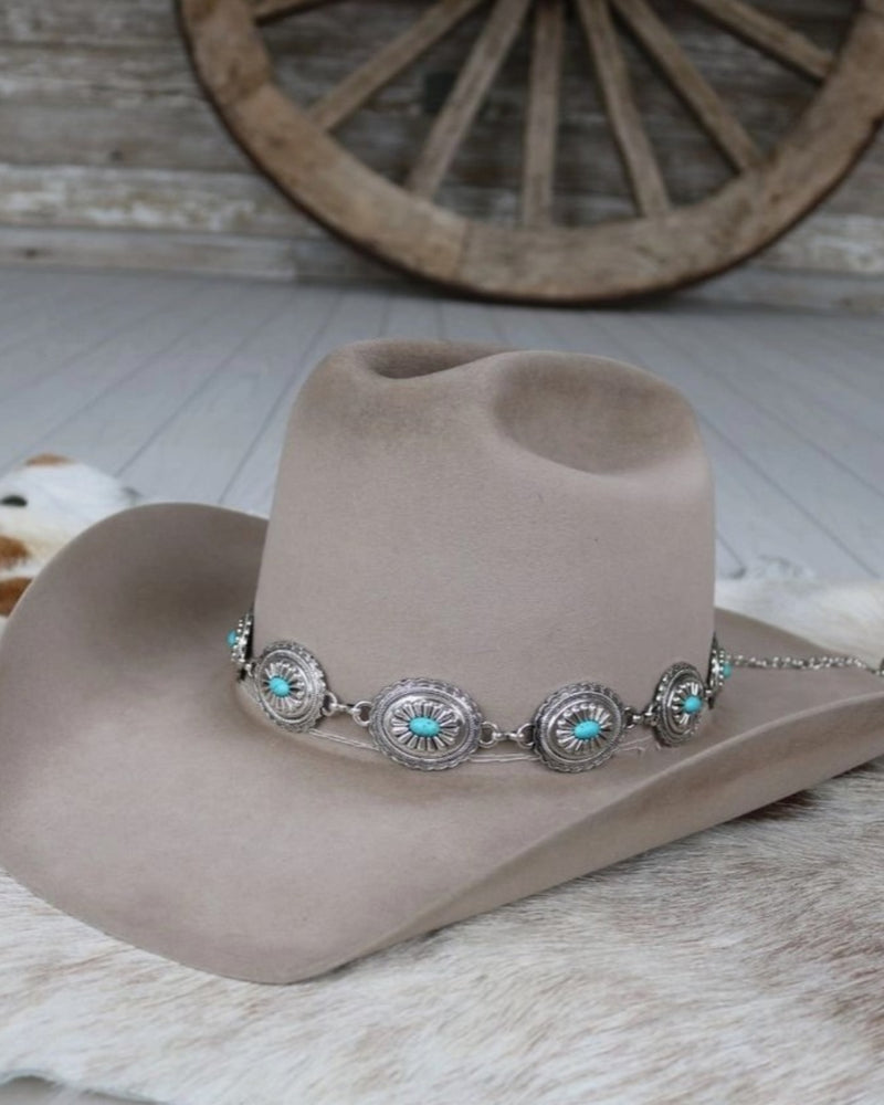 Silver & Turquoise Concho Hat Band