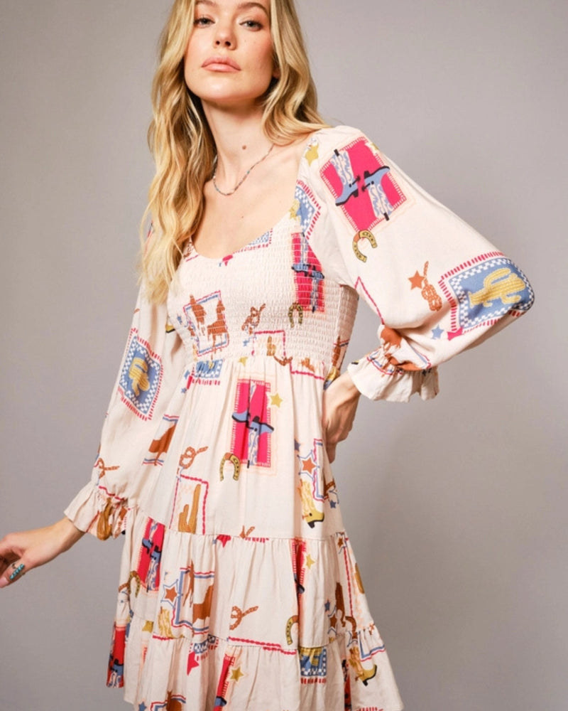 Cowgirl print mini dress