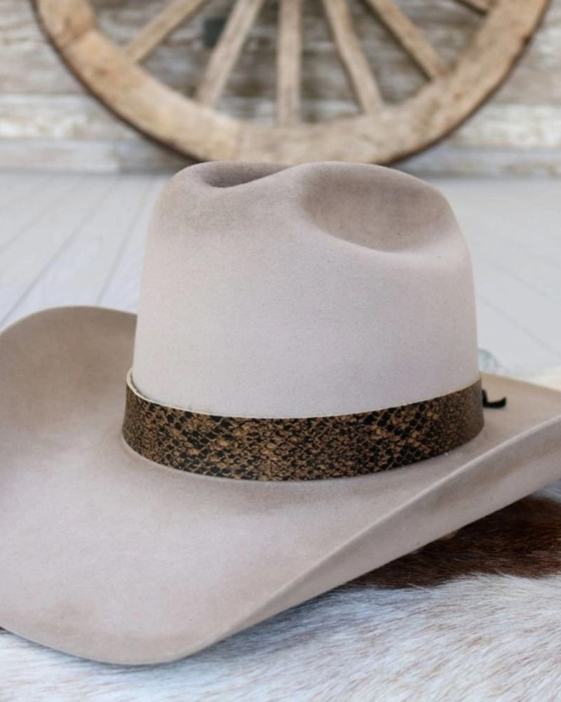 Snake Print Leather Cowboy Hat Concho