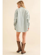 Rhinestone Embellished Denim Boyfriend Fit Denim Jacket