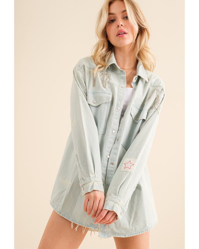 Denim Jacket With Rhinestones