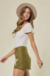 Olive Faux Suede Star Shorts