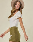 Olive Faux Suede Star Shorts