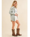 Oversized denim jacket with rhinestones