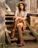 Corral Boots Knee High Cowboy Boots Cognac E1507