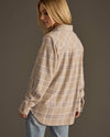Tan, Mauve & White Plaid Button Up Soft Shirt