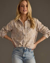 Tan, Mauve & White Plaid Button Up Soft Shirt