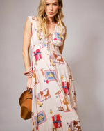 Tie front western graphic maxi dress