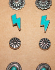 Western Stud Earrings Set of 6 Pairs
