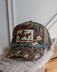Turquoise concho cap chain with vibrant stone and durable metal construction