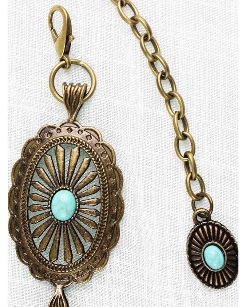 Turquoise Concho Chain Belt – Antique Gold