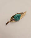 Turquoise & Gold Leaf Brooch