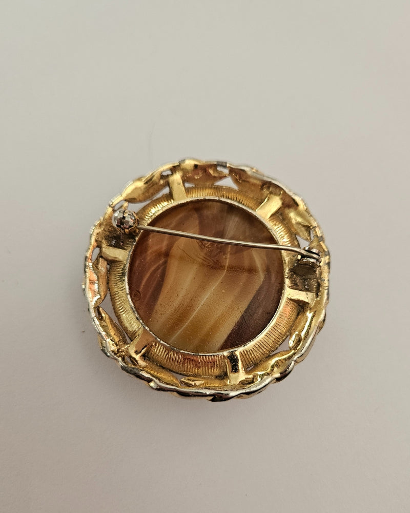 Vintage Banded Agate Brooch