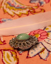 Vintage Oval Green Stone Brooch