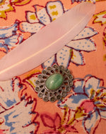 Vintage Oval Green Stone Brooch