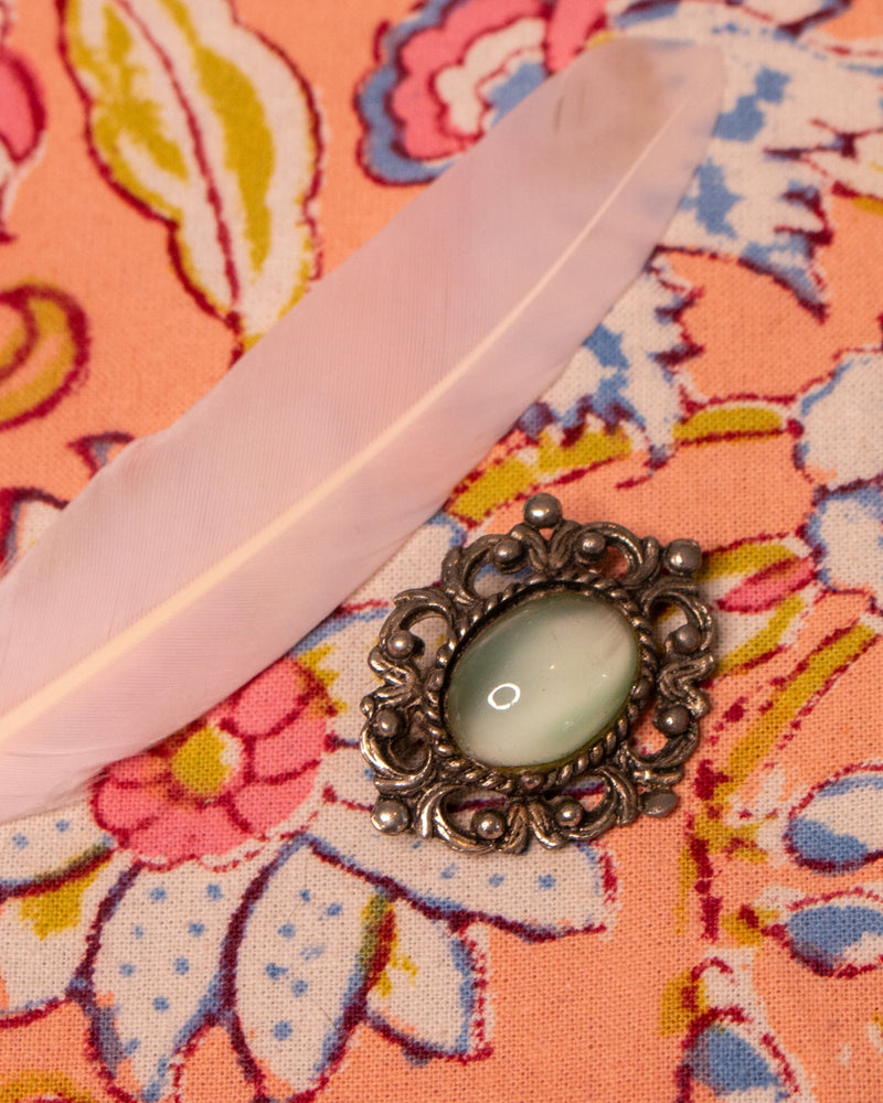 Vintage Green Stone Brooch