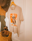 Side view of the Vintage Wild West rodeo cowboy graphic tee