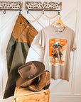 Vintage Wild West rodeo cowboy graphic tee styled in a Western outfit