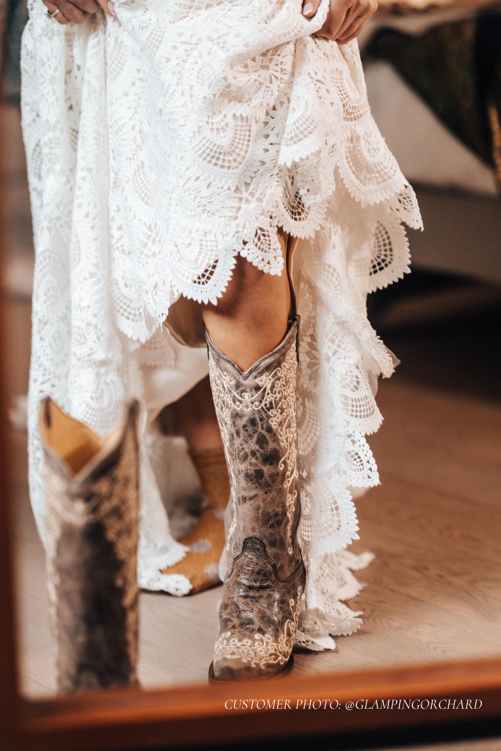 Detailed stitching cowboy boot