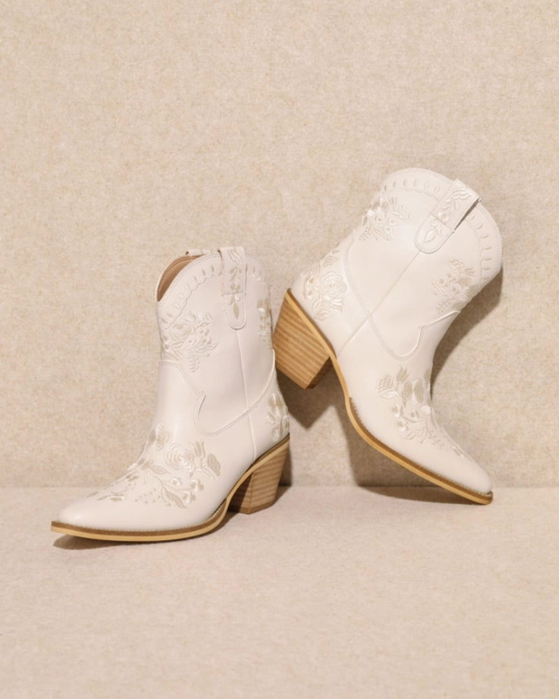 white ankle cowboy boots