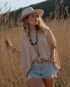Western Buckle Belt Distressed White