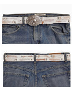 Western Buckle Belt Distressed White