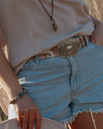 Western Buckle Belt Distressed White