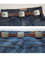 Leather Western Concho Belt - Brown