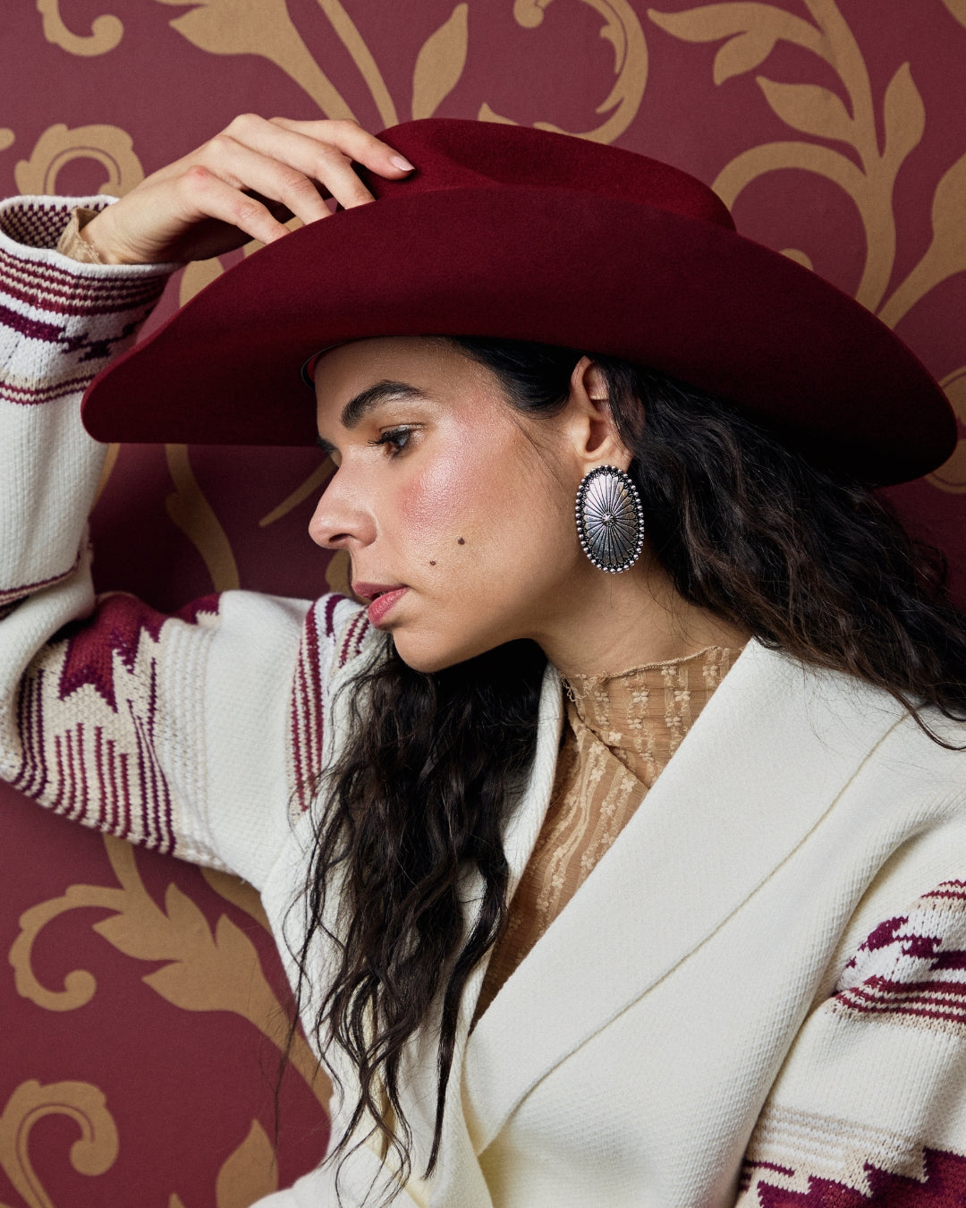 Large Western concho earrings