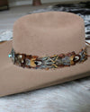 Feather and turquoise cowboy hat band