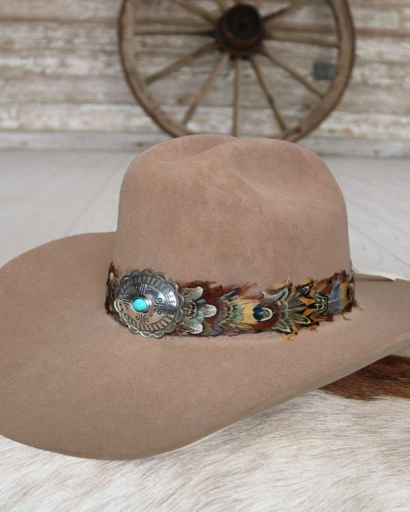 Western Feather & Concho Hat Band