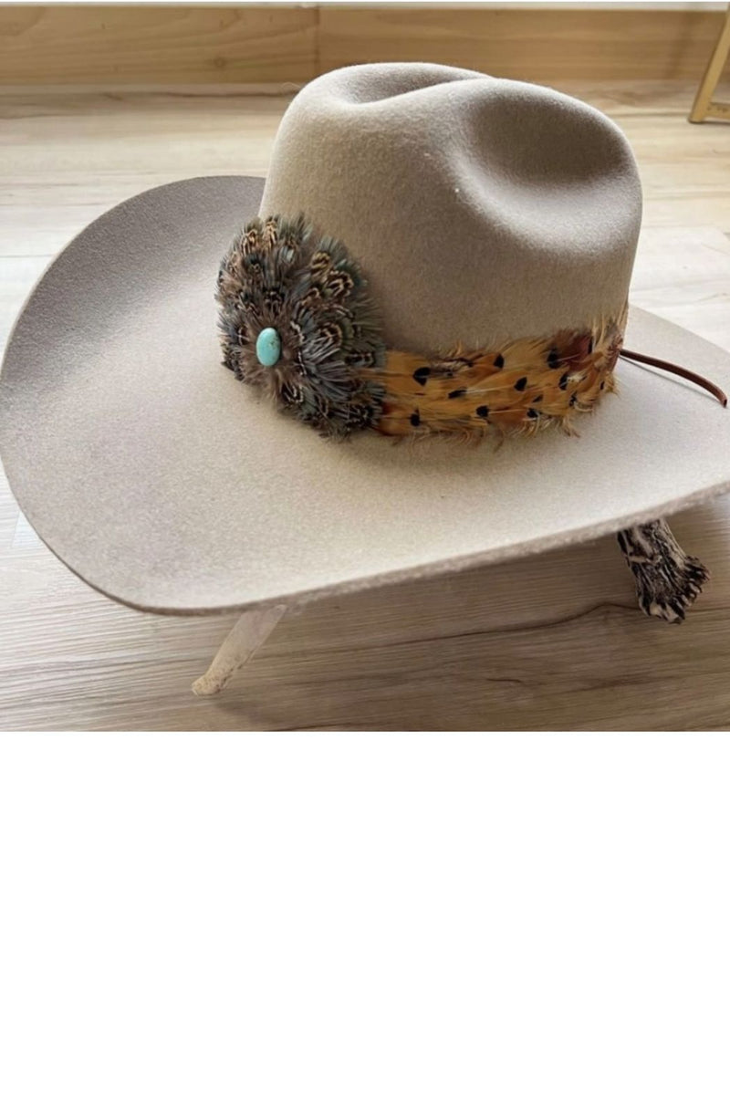 Western Feather Hat Band and Medallion