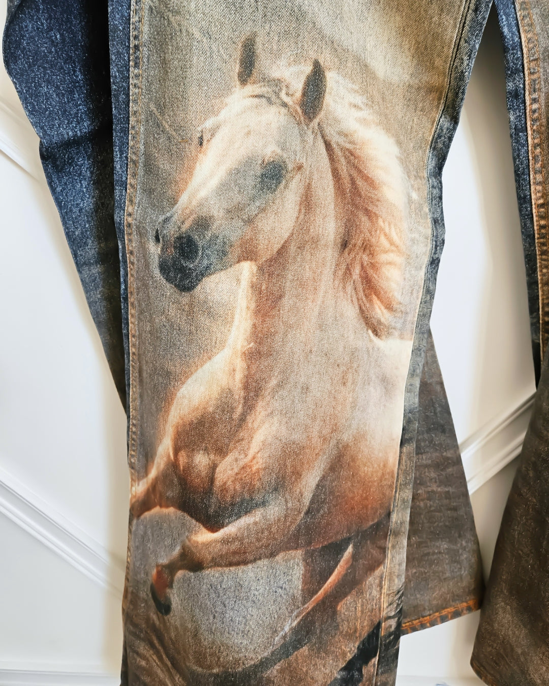 Wild Spirit Horse Print High-Waisted Wide Leg Jeans