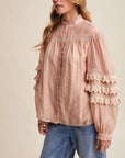 Prairie Dreamer Lace Ruffle Pintuck Blouse