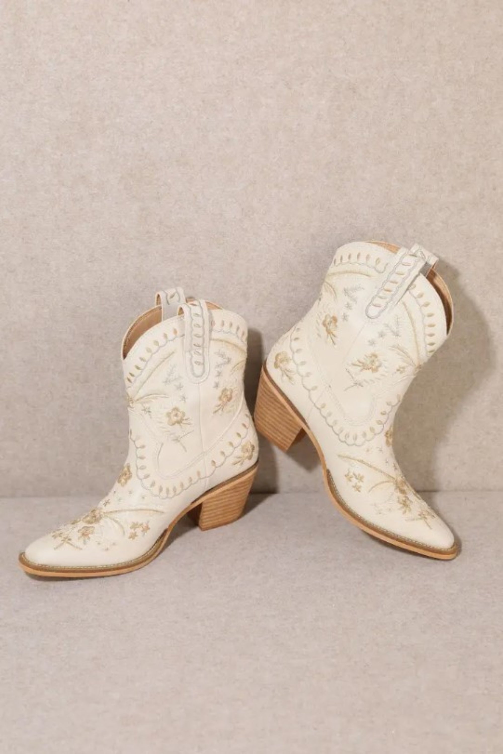 White Western Ankle Boots