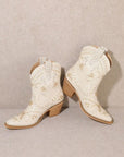 White Western Ankle Boots