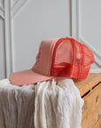 Howdy Darlin' pink western trucker cap, side view