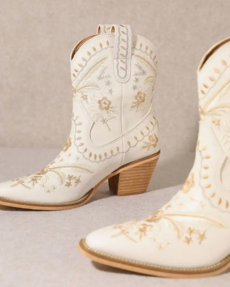 White Ankle Cowboy Boots