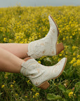 Boho White Ankle Boots