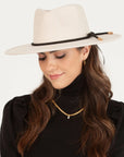 Wide Brim Hat Vegan Felt With Band - Oyster