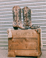 CORRAL BOOTS - A3569 BLACK SEQUIN INLAY COWBOY BOOTS