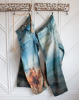 Wild West high-rise horse print barrel jeans in blue denim, front view